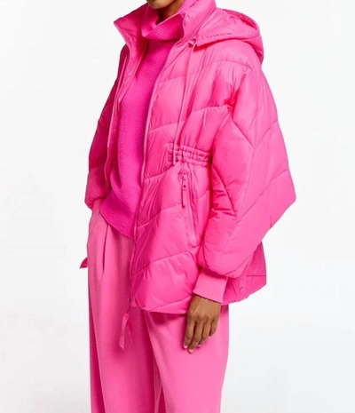 Essentiel Antwerp Editor Hooded Puffer Coat In Bright Pink
