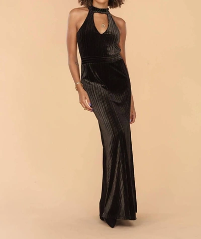 Veronica M Dassia Velvet Halter Maxi Dress In Black