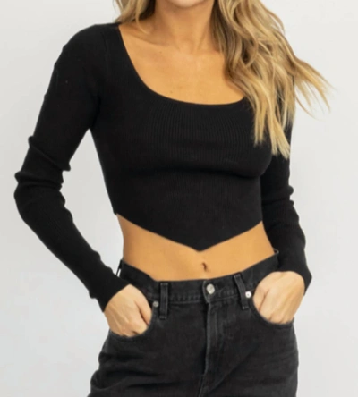 Emory Park Triangle Long Sleeve Crop Top In Black