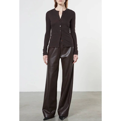 Enza Costa Soft Faux Leather Straight Leg Pant In Espresso In Brown
