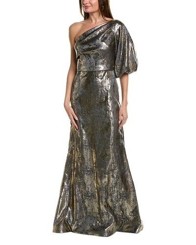 Rene Ruiz One-shoulder Gown In Silver