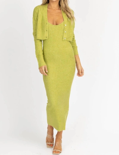 Emory Park Knit Cardi + Maxi Dress Set In Green