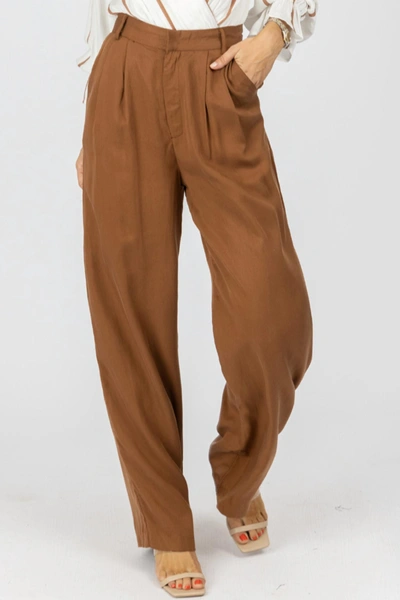 Emory Park High Waisted Wide Leg Trousers In Brown