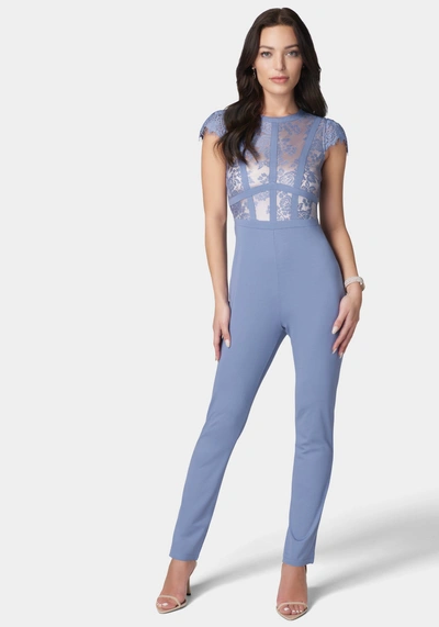 Bebe Caged Lace Catsuit In Blue