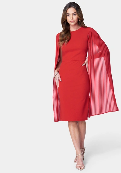 Bebe Cape Sleeve Midi Dress In Hot Red