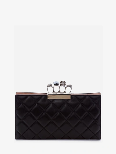 Alexander Mcqueen Jeweled Four-ring Pouch In Black