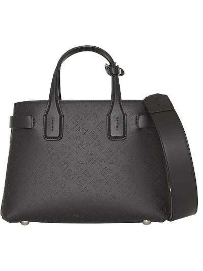 Burberry Small Banner Perforated Leather Tote - Black