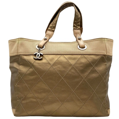 Pre-owned Chanel Cabas Gold Canvas Tote Bag ()