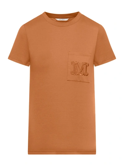 Max Mara Cotton Jersey T-shirt In Brown