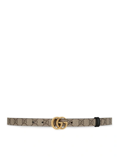 Gucci Gg Marmont Reversible Thin Belt In Nude & Neutrals