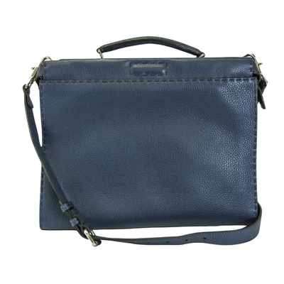 Fendi Selleria Navy Leather Shoulder Bag () In Blue