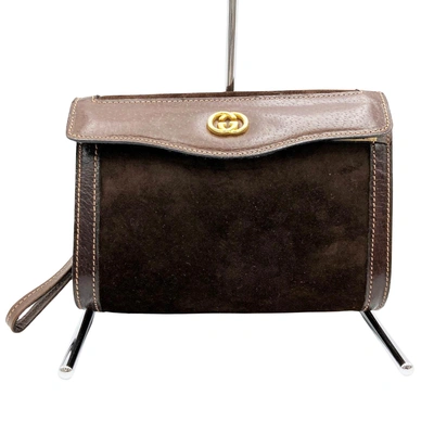 Gucci Brown Suede Clutch Bag ()