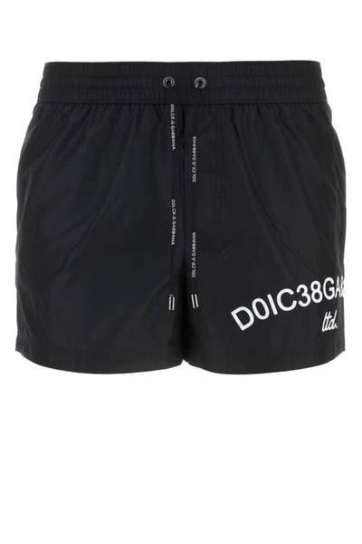 Dolce & Gabbana Man Black Polyester Swimming Shorts