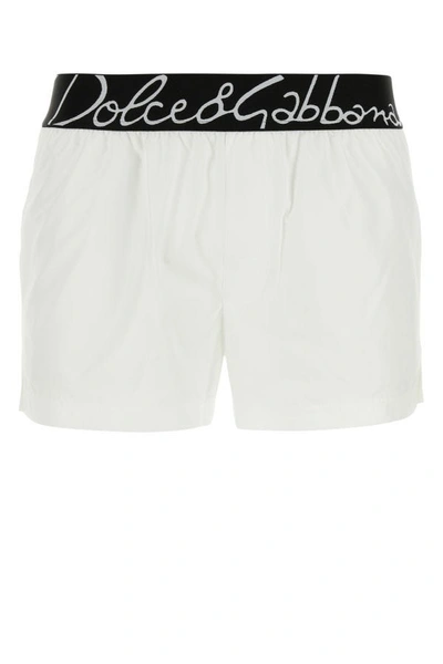 Dolce & Gabbana Man White Polyester Swimming Shorts