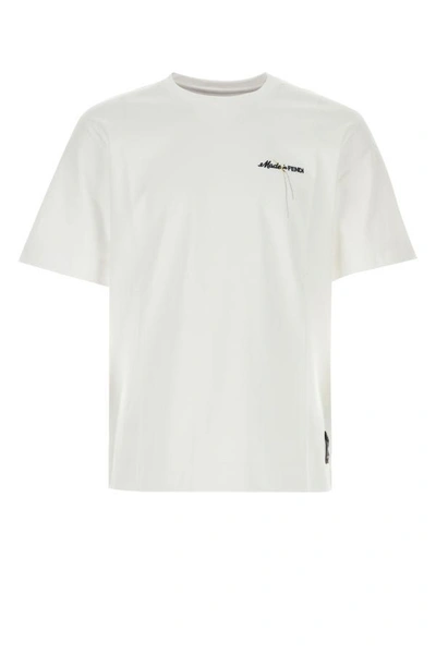 Fendi Man White Cotton T-shirt