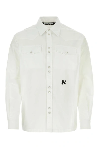 Palm Angels Man White Oxford Shirt