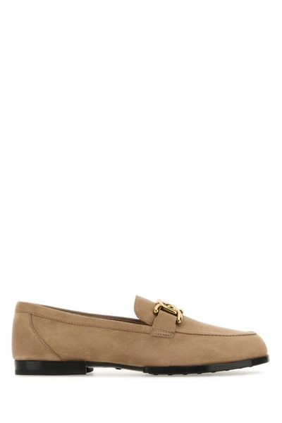Tod's Woman Cappuccino Suede Loafers In Brown