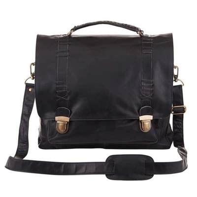 Mahi Leather Leather Classic Satchel Messenger Bag In Ebony Black