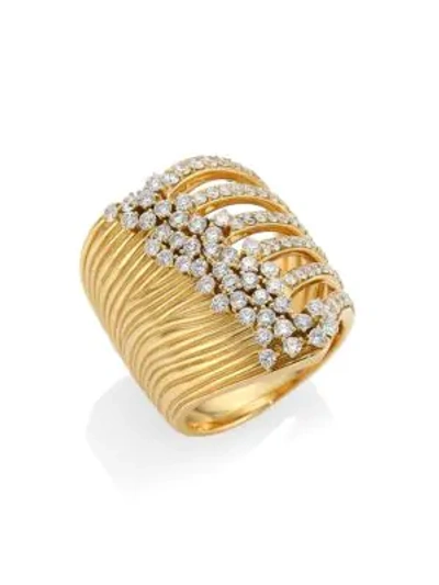 Hueb Plissé 18k Yellow Gold & Diamond Ring