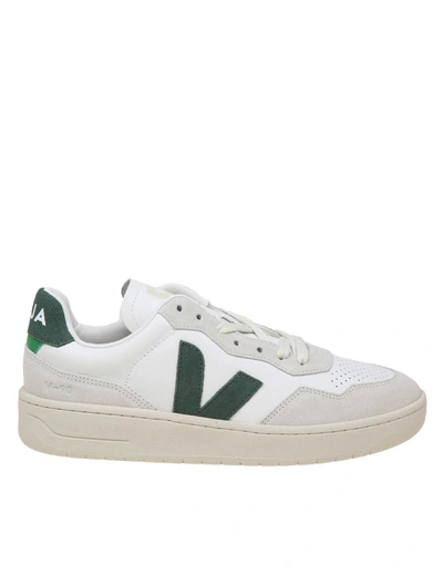 Veja Leather And Suede Sneakers In White/cyprus
