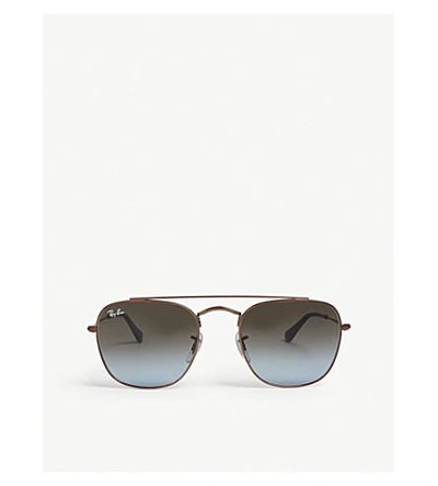 Ray Ban Rb3557 Square-frame Sunglasses In Gold