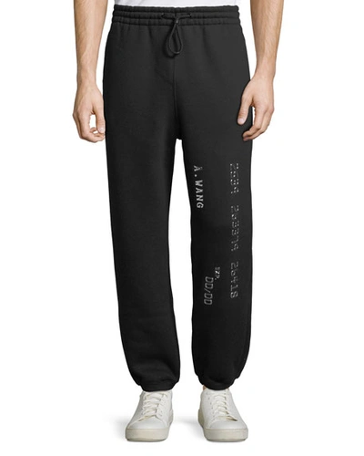 Alexander Wang Men's Credit Card Decal Sweatpants In Black