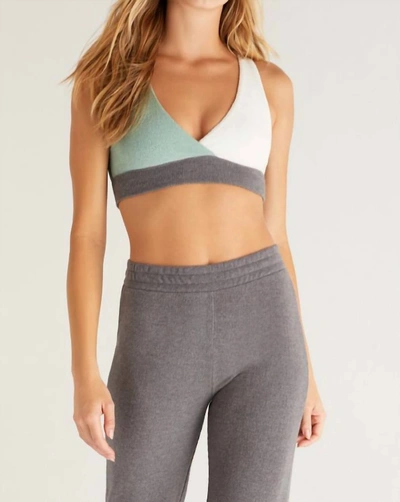 Z Supply Color Block Bra In Charcoal/heather In Grey