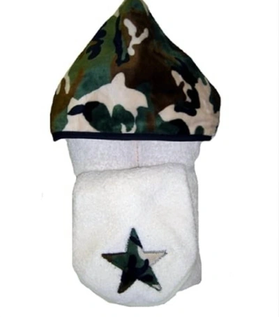 Tickle Toes Baby Hooded Towel With Washcloth In Green With Camo Hood