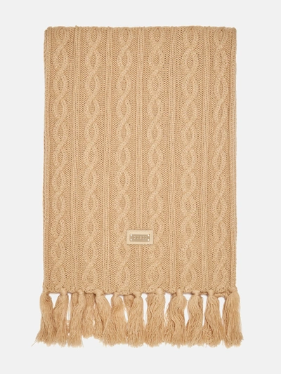 Guess Factory Cable-knit Scarf In Beige