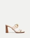 Veronica Beard Margaux Leather Buckle Sandal In Ecru