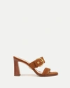 Veronica Beard Margaux Suede Buckle Sandal In Caramel