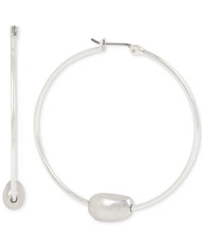 Robert Lee Morris Soho Extra Large Silver-tone Bead Hoop Earrings In Soft Silver
