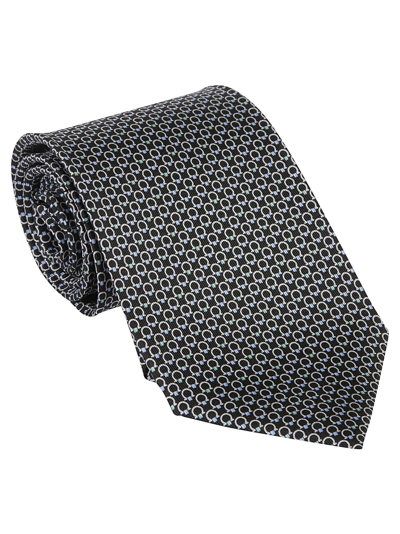 Ferragamo Energia Gancini Silk Classic Tie In Black/blue/green