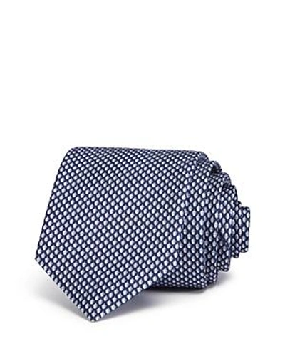 Ferragamo Acorns Silk Classic Tie In Navy/light Blue