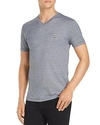 Lacoste Striped V-neck Tee In Eclipse