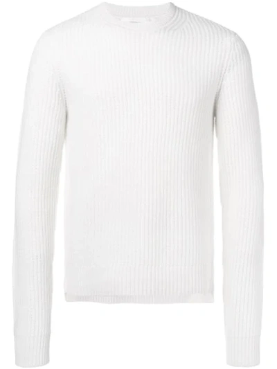 Helmut Lang Waffle-rib Stitch Crewneck Jumper In White