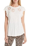 Rebecca Taylor Emilie Floral-embroidered Jersey Top In Snow