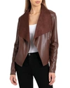 Bagatelle Draped Faux Leather Jacket In Mahogany