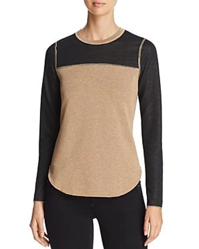 Three Dots Reversible Color-block Sweater In Black/camel