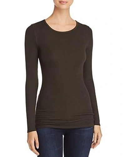 Three Dots Ribbed Crewneck Top In Harvest Green