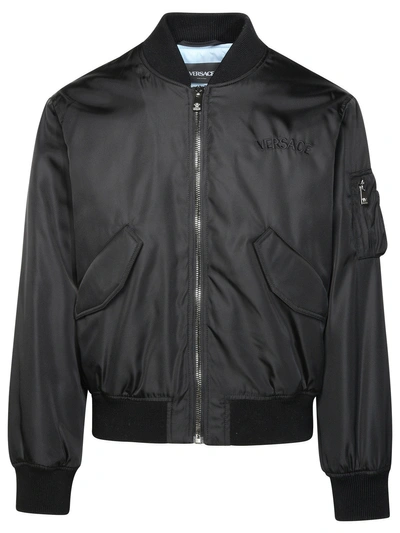 Versace Man Black Nylon Bomber Jacket