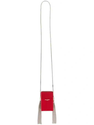 Saint Laurent Smoking Leather Minaudiere - Red In Rouge