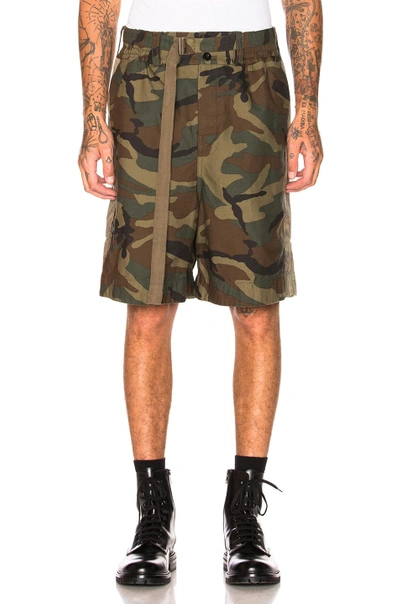 Sacai Belted Camouflage Shorts - Green