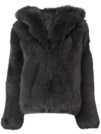 Rta Oversized Fur Jacket - Grey