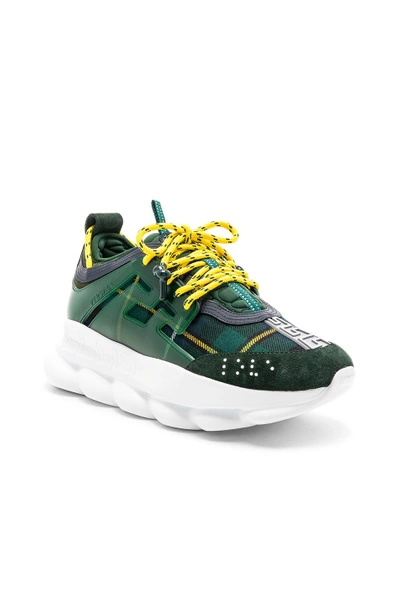 Versace Chain Reaction Sneakers In Green,plaid