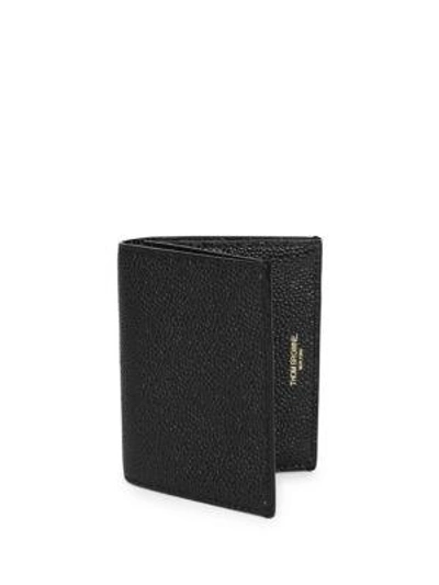Thom Browne Leather Double Card Holder In Black