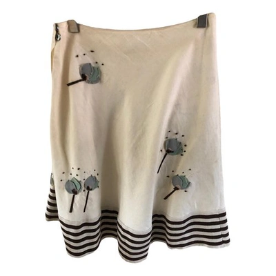 Pre-owned Marni Linen Mid-length Skirt In Ecru