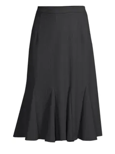 Elie Tahari Oakley Pinstripe Godet Pleat Skirt In Black/snow