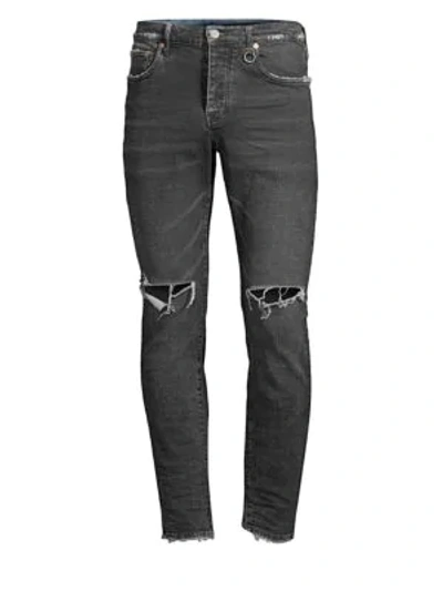 Purple P001 Slim Fit Ripped Jeans In Indigo