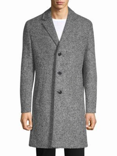 Hugo Boss Malte Twill Structure Overcoat In Grey Multi | ModeSens